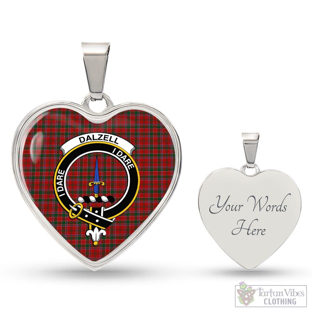 Dalzell (Dalziel) Tartan Heart Necklace with Family Crest Luxury Necklace (Silver) Yes - Tartan Vibes Clothing