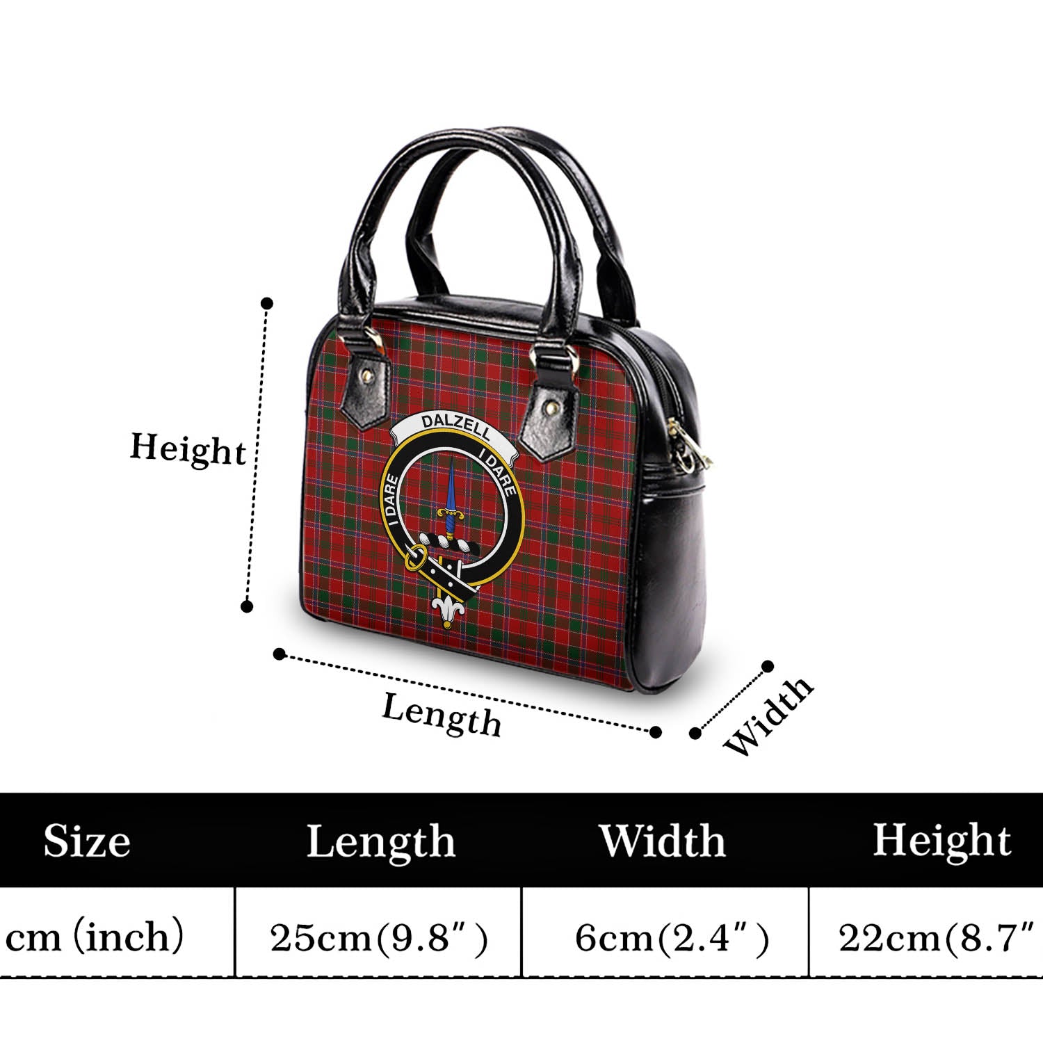 Dalzell (Dalziel) Tartan Shoulder Handbags with Family Crest - Tartan Vibes Clothing