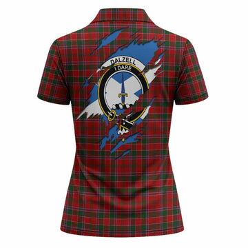 Dalzell (Dalziel) Clan Crest In Me Tartan Women Polo Shirt Scotland Flag Style