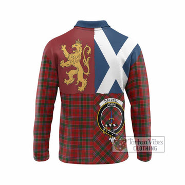 Dalzell (Dalziel) Crest Tartan Long Sleeve Polo Shirt with Lion Rampant Saltire Style
