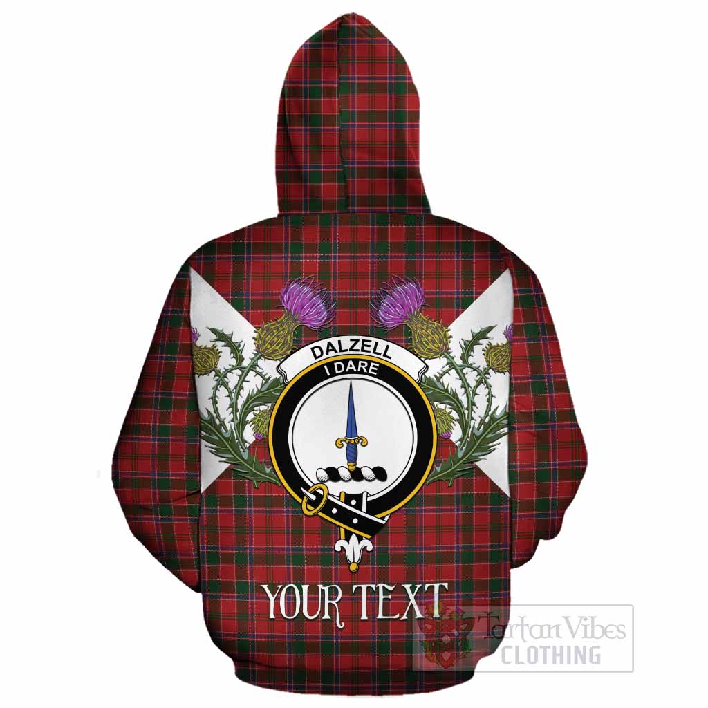 Dalzell (Dalziel) Tartan Family Crest Cotton Hoodie Scottish Burns Night Thistle Floral