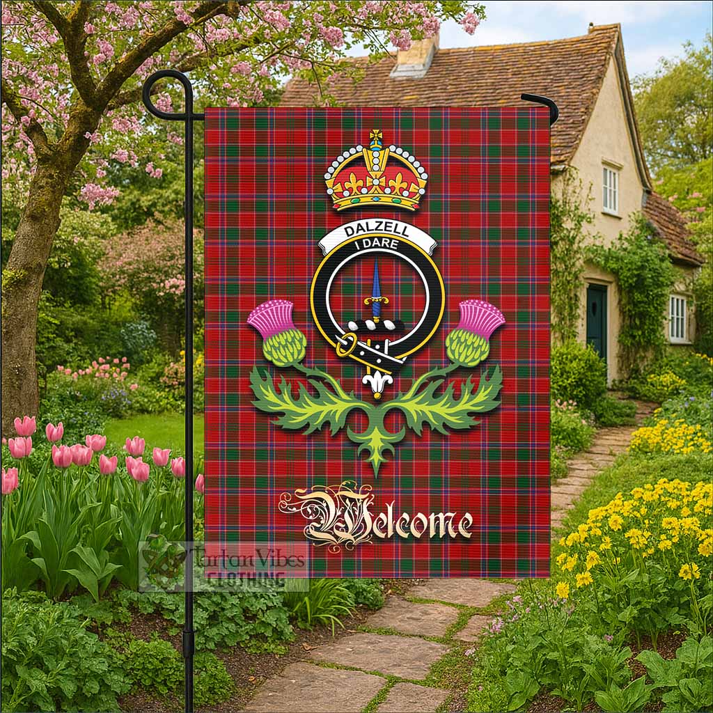 Dalzell (Dalziel) Tartan Family Crest Garden Flag Royal Thistle Welcome Style - Tartan Vibes Clothing