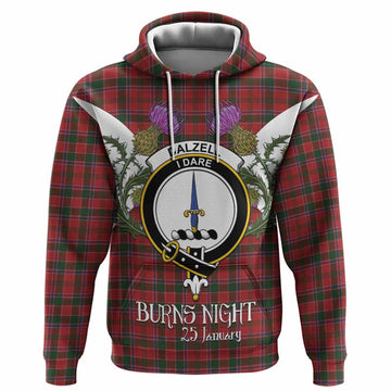 Dalzell (Dalziel) Tartan Family Crest Hoodie Scottish Burns Night Thistle Floral