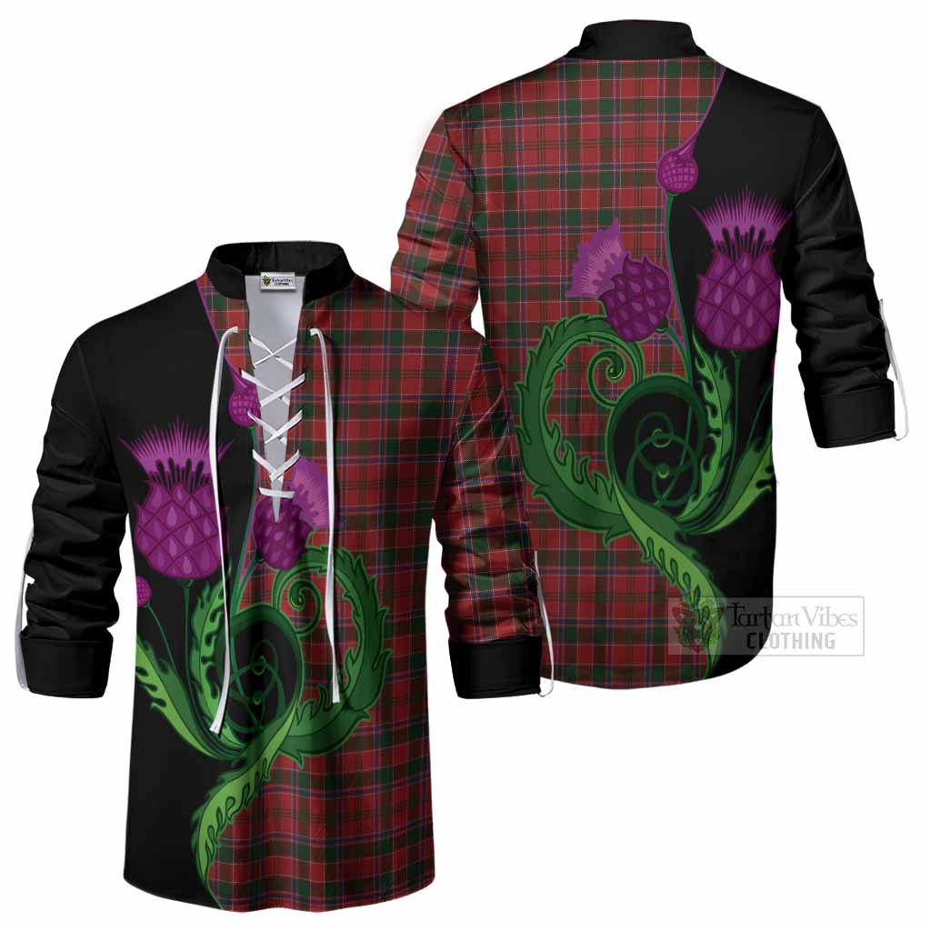Dalzell (Dalziel) Tartan Ghillie Shirt Traditional Scottish Thistle