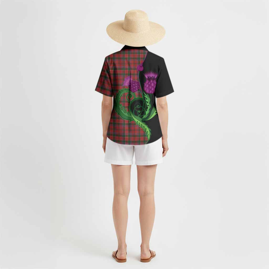 Dalzell (Dalziel) Tartan Hawaiian Shirt Traditional Scottish Thistle