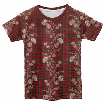 Dalzell (Dalziel) Tartan Kid T-shirt Seamless Scottish Thistle Flowers