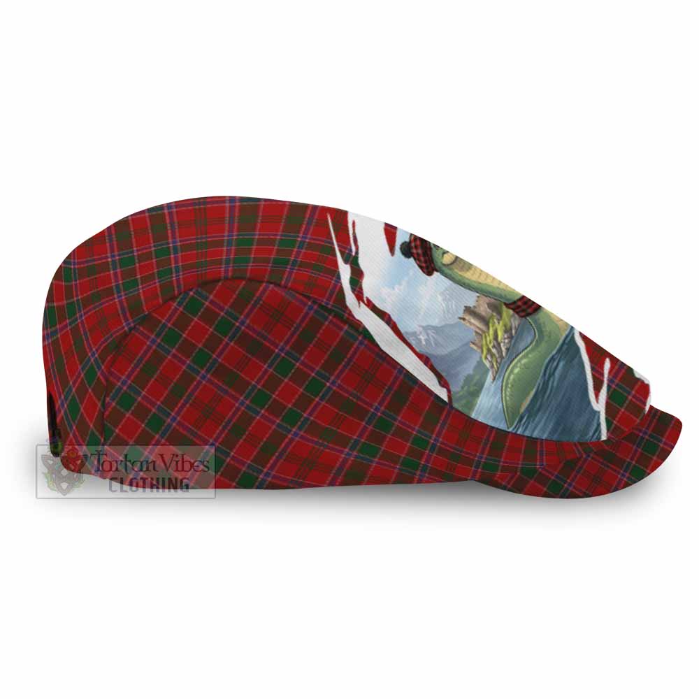Dalzell (Dalziel) Tartan Loch Ness Monster Scottish Heritage Art Flat Cap, Jeff Cap