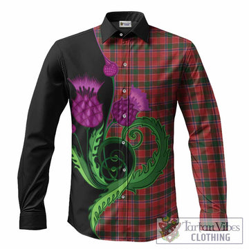 Dalzell (Dalziel) Tartan Long Sleeve Button Shirts Traditional Scottish Thistle