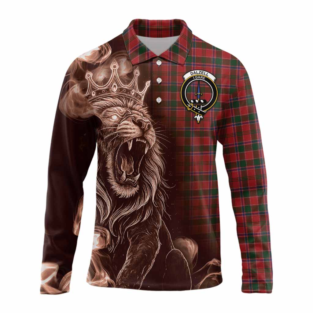 Dalzell (Dalziel) Tartan Long Sleeve Polo Shirt Roaring Lion Heritage