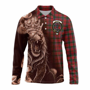 Dalzell (Dalziel) Tartan Long Sleeve Polo Shirt Roaring Lion Heritage