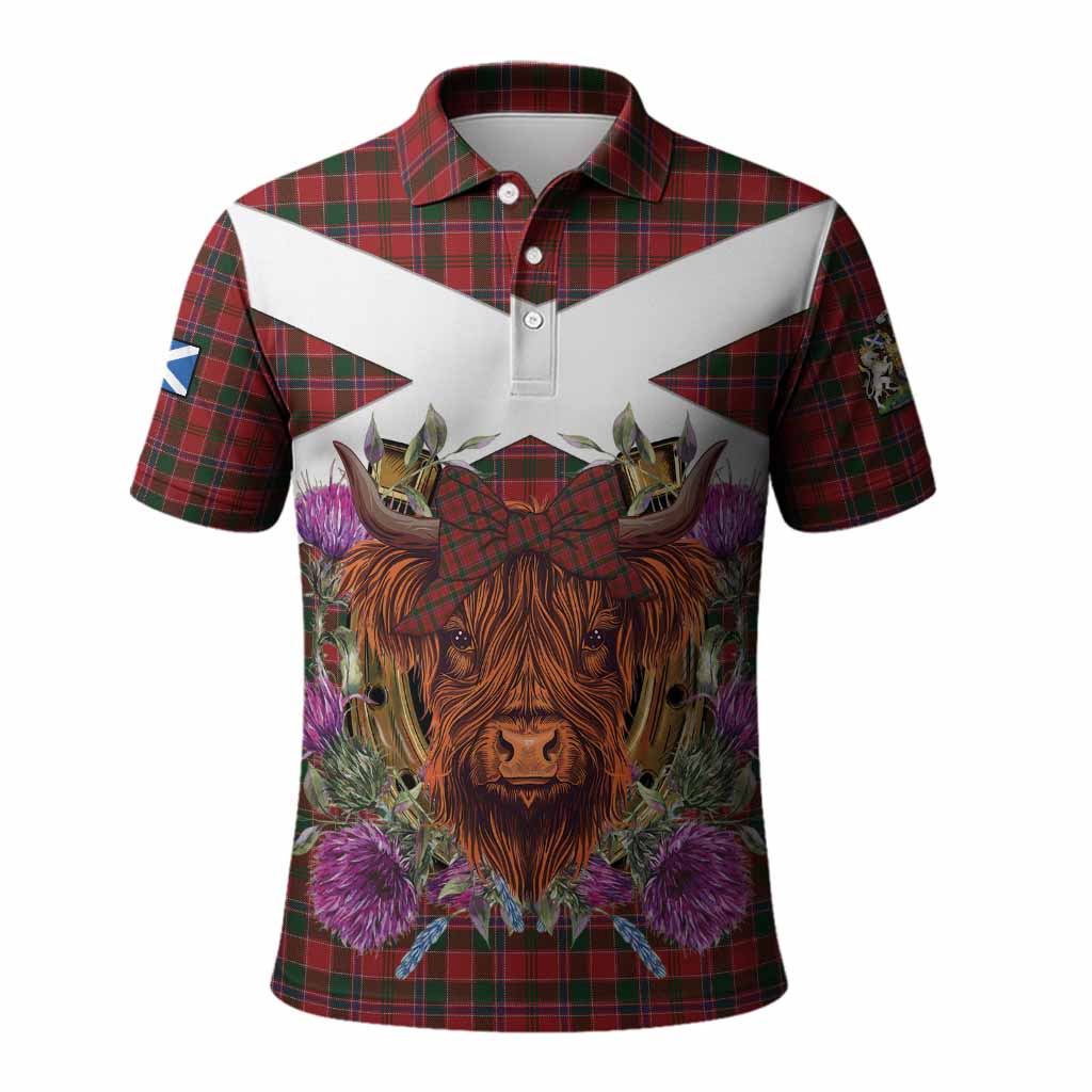 Dalzell (Dalziel) Tartan Polo Shirt Scottish Thistle Heilan Coo