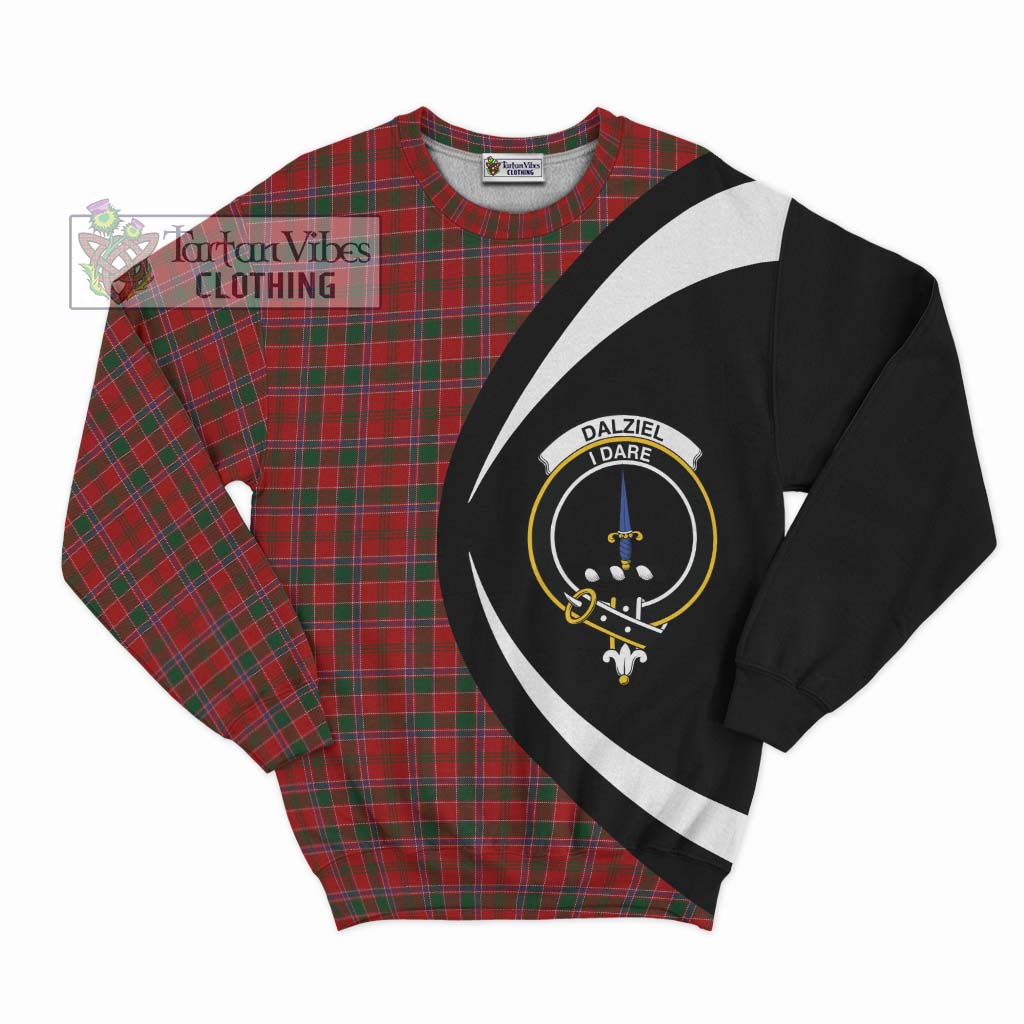 Dalziel Tartan Sweatshirt with Family Crest Circle Style Unisex - Tartan Vibes Clothing