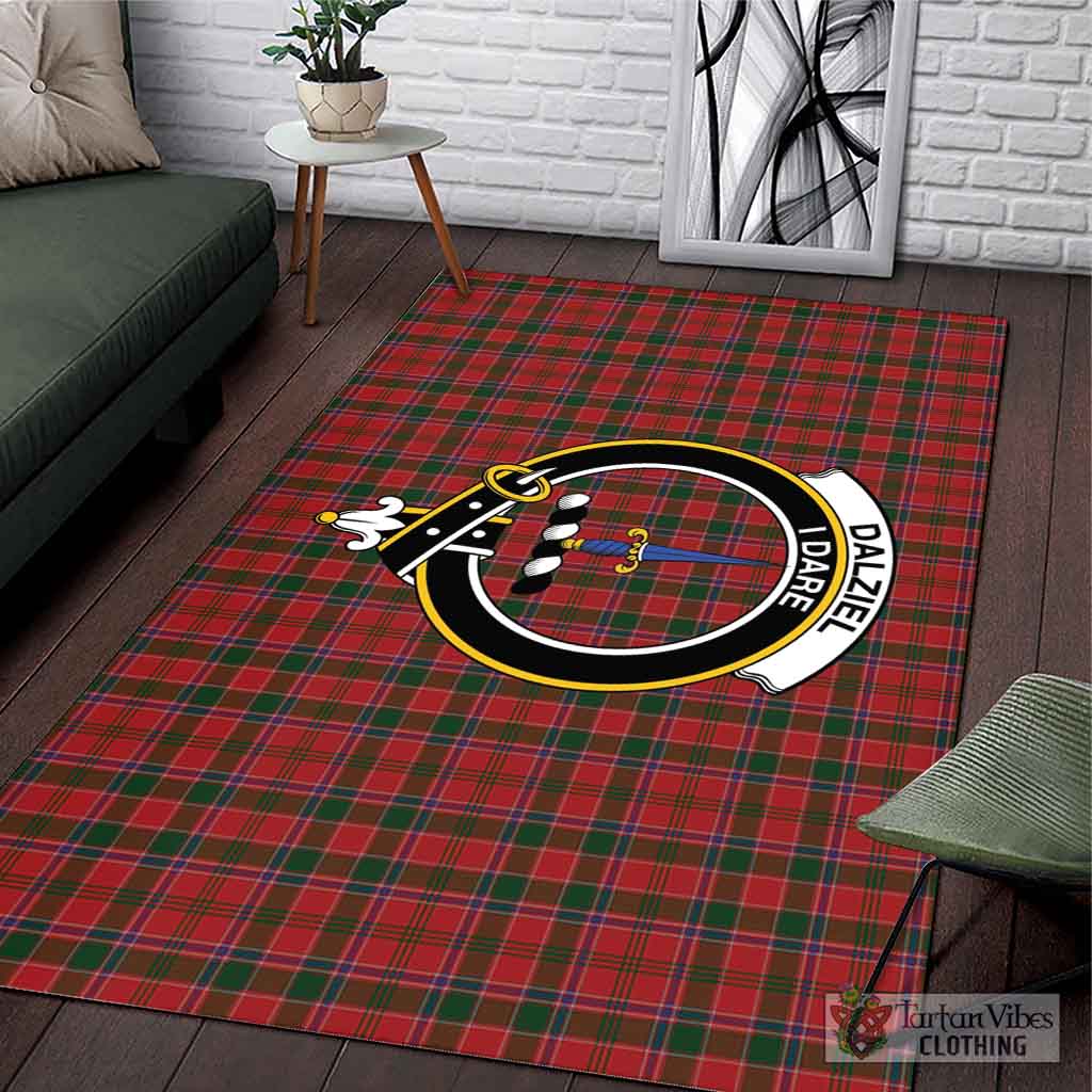 Dalziel Tartan Area Rug with Family Crest L 59*86 inch (150x220 cm) - Tartan Vibes Clothing