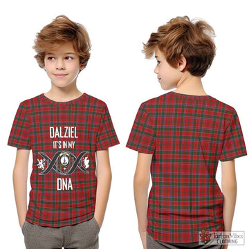 Dalziel Tartan Kid T-Shirt with Family Crest DNA In Me Style Youth XL Size14 - Tartan Vibes Clothing