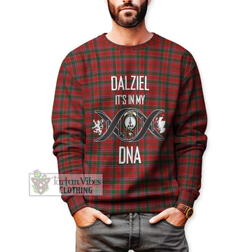 Dalziel Tartan Sweatshirt with Family Crest DNA In Me Style Unisex - Tartan Vibes Clothing