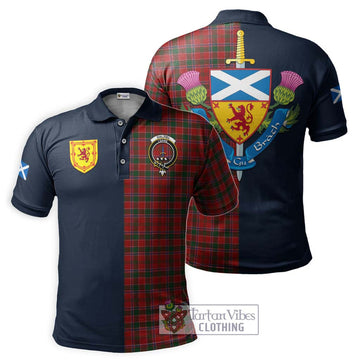 Dalziel Tartan Polo Shirt Alba with Scottish Lion Royal Arm Half Style Kid - Tartan Vibes Clothing