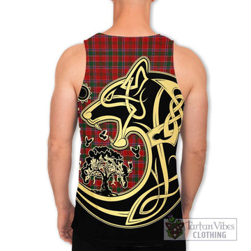 Dalziel Tartan Men's Tank Top with Family Crest Celtic Wolf Style - Tartan Vibes Clothing