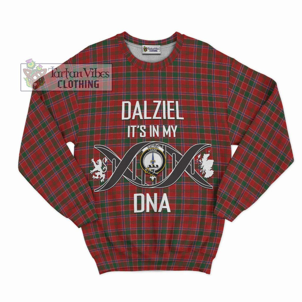 Dalziel Tartan Sweatshirt with Family Crest DNA In Me Style - Tartan Vibes Clothing