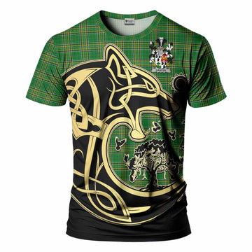 Dancer Irish Tartan T-Shirt with Coat of Arms Celtic Wolf Style Kid's Shirt - Tartan Vibes Clothing