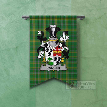 Dancer Irish Clan Tartan Gonfalon, Tartan Banner with Coat of Arms