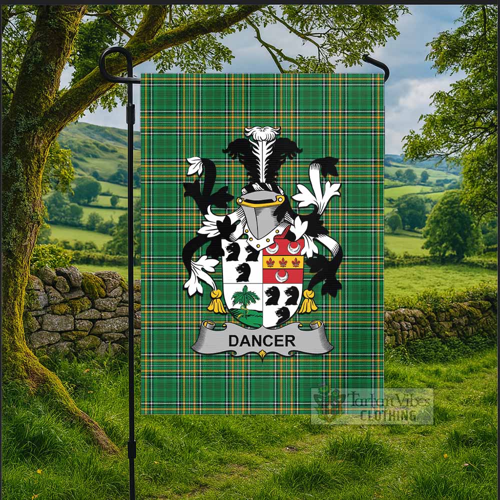 Dancer Irish Clan Tartan Flag with Coat of Arms