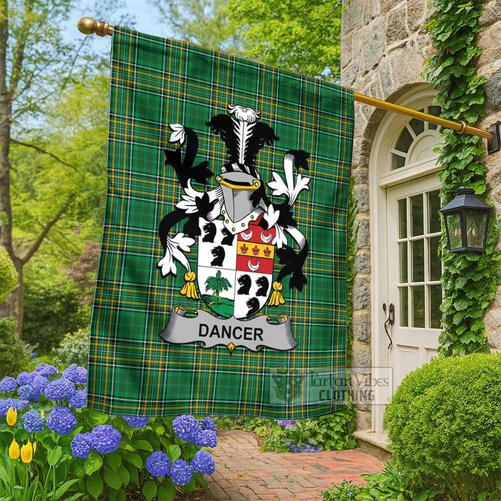 Dancer Irish Clan Tartan Flag with Coat of Arms