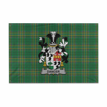 Dancer Irish Clan Tartan House Flag with Coat of Arms