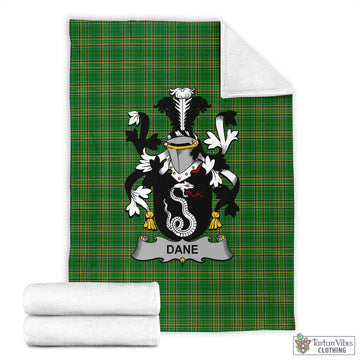 Tartan Vibes Clothing Dane Irish Clan Tartan Blanket with Coat of Arms
