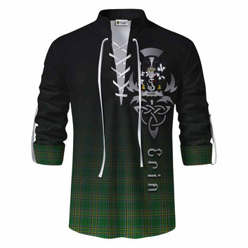 Tartan Vibes Clothing Dane Irish Clan Ghillie Kilt Shirt with Coat of Arms Erin Go Bragh Celtic Inspired