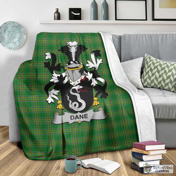 Tartan Vibes Clothing Dane Irish Clan Tartan Blanket with Coat of Arms