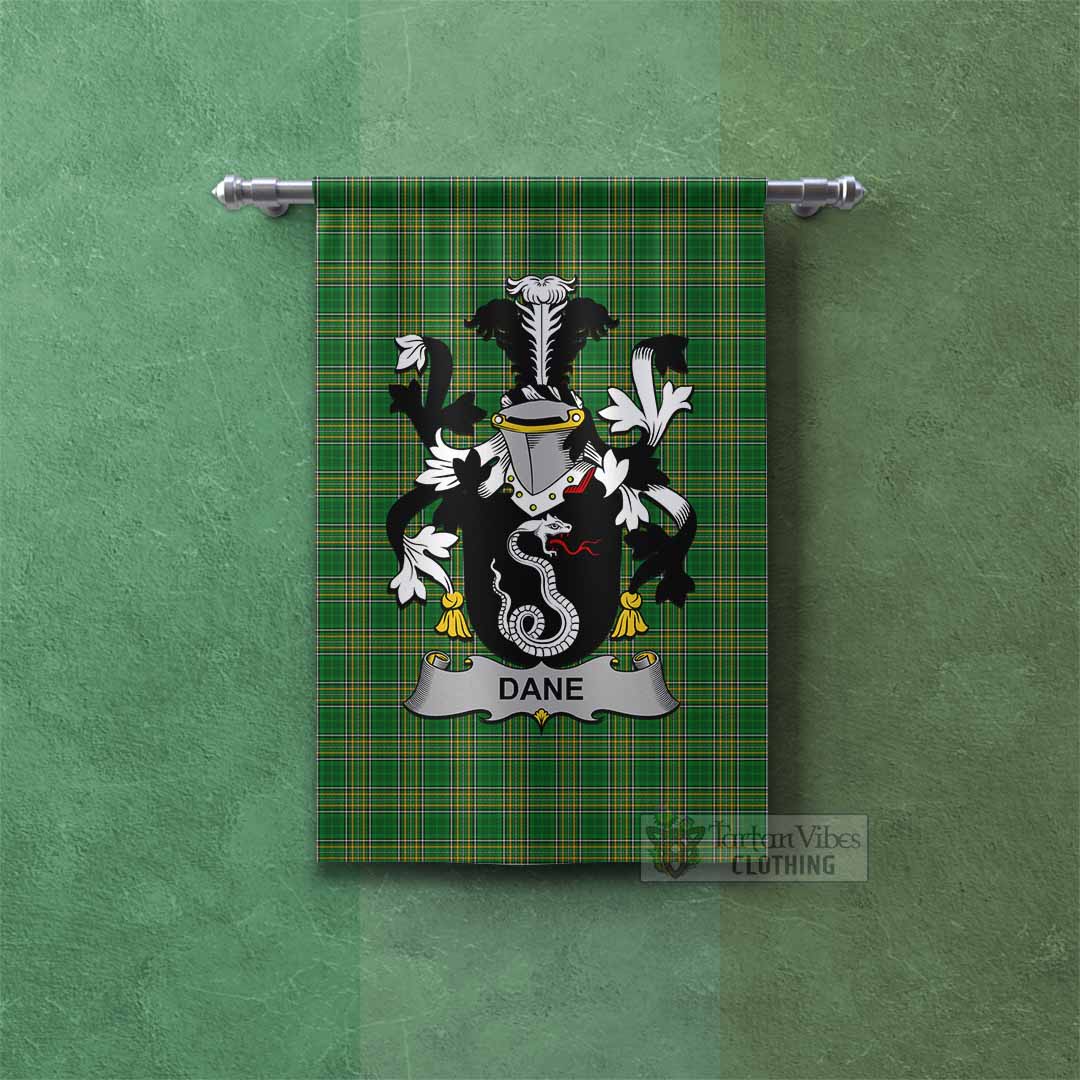 Tartan Vibes Clothing Dane Irish Clan Tartan Gonfalon, Tartan Banner with Coat of Arms