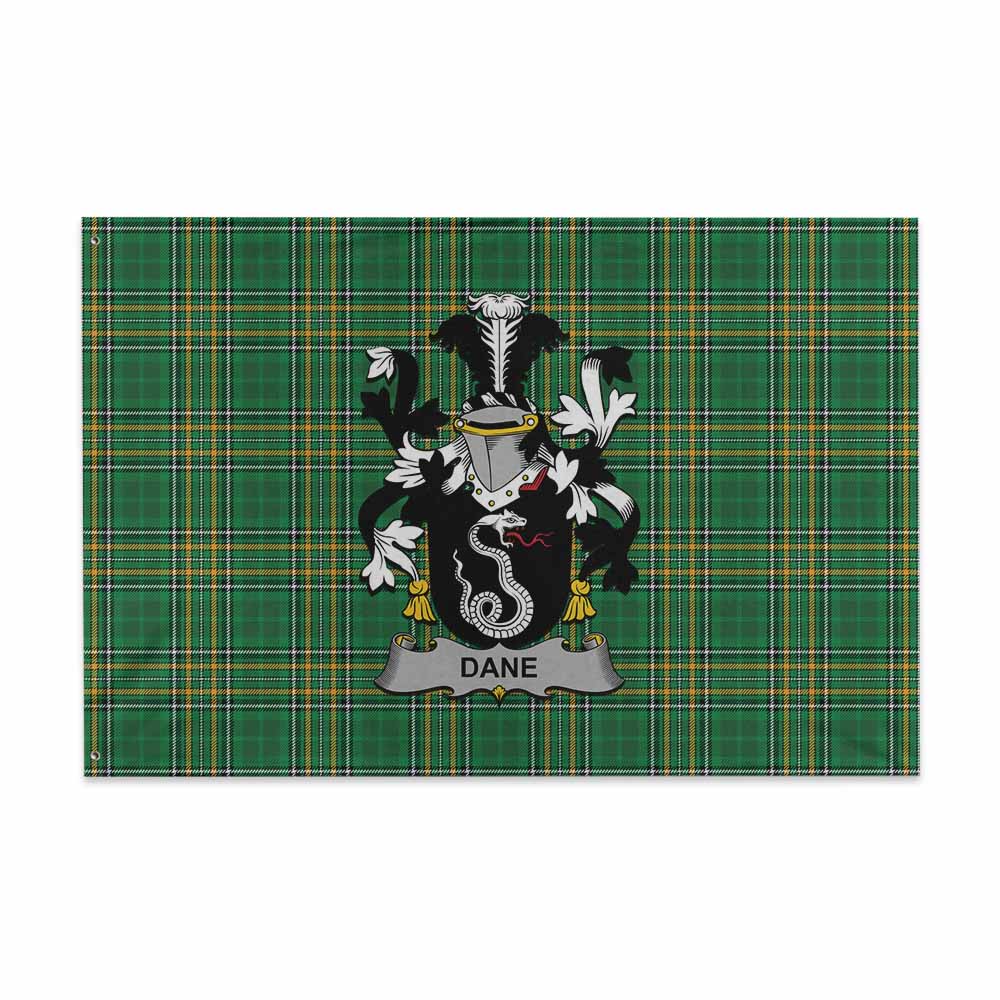 Tartan Vibes Clothing Dane Irish Clan Tartan House Flag with Coat of Arms