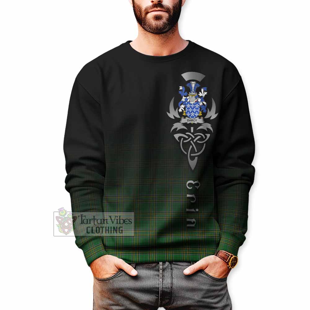 Tartan Vibes Clothing Darcy Irish Clan Sweatshirt with Coat of Arms Erin Go Bragh Celtic Inspired