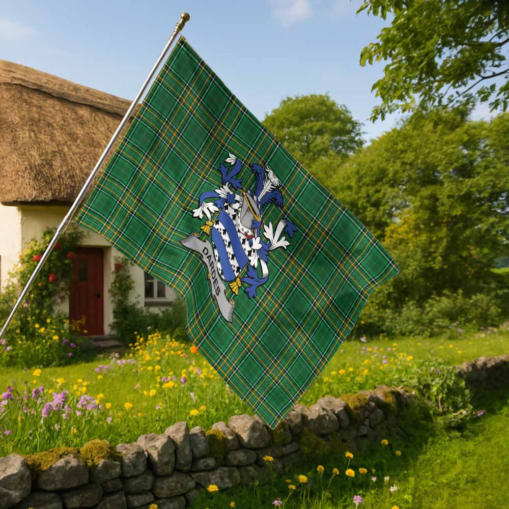Tartan Vibes Clothing Dardes Irish Clan Tartan House Flag with Coat of Arms