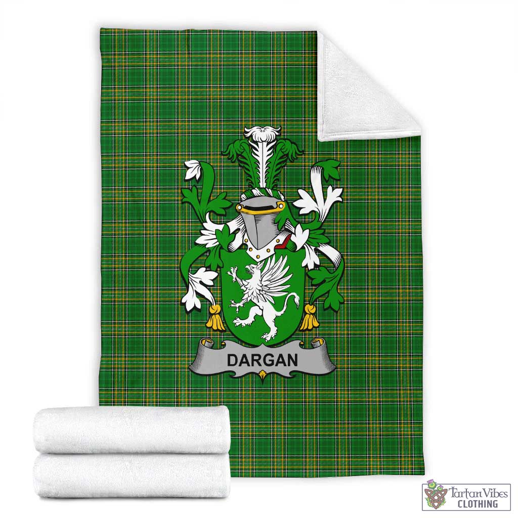 Tartan Vibes Clothing Dargan Irish Clan Tartan Blanket with Coat of Arms