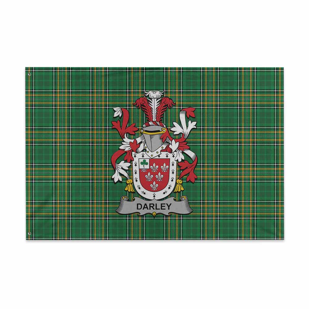 Tartan Vibes Clothing Darley Irish Clan Tartan House Flag with Coat of Arms