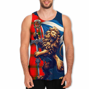Darroch Tartan Family Crest Men's Tank Top with Scottish Majestic Lion Men - Tartan Vibes Clothing