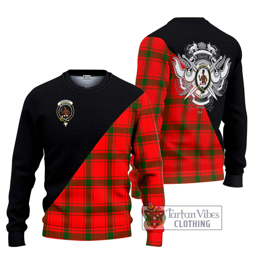 Darroch Tartan Ugly Sweater with Family Crest and Military Logo Style Unisex - Tartan Vibes Clothing
