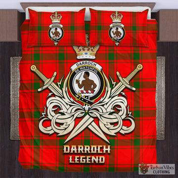 Darroch Tartan Bedding Set with Clan Crest and the Golden Sword of Courageous Legacy