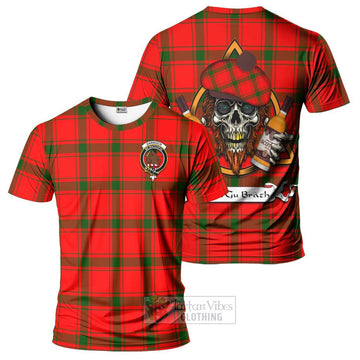 Darroch Tartan T-Shirt with Family Crest and Bearded Skull Holding Bottles of Whiskey Kid's Shirt - Tartan Vibes Clothing