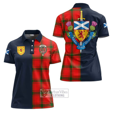 Darroch Tartan Women's Polo Shirt Alba with Scottish Lion Royal Arm Half Style Women - Tartan Vibes Clothing