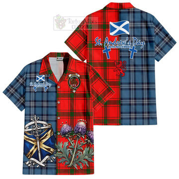 Darroch Tartan Hawaiian Shirt Happy St. Andrew's Day Half Tartan Style Kid - Tartan Vibes Clothing