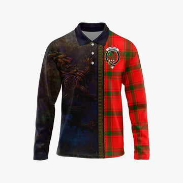 Darroch Tartan Family Crest Long Sleeve Polo Shirt Alba Gu Brath Be Brave Lion Ancient Style Unisex - Tartan Vibes Clothing