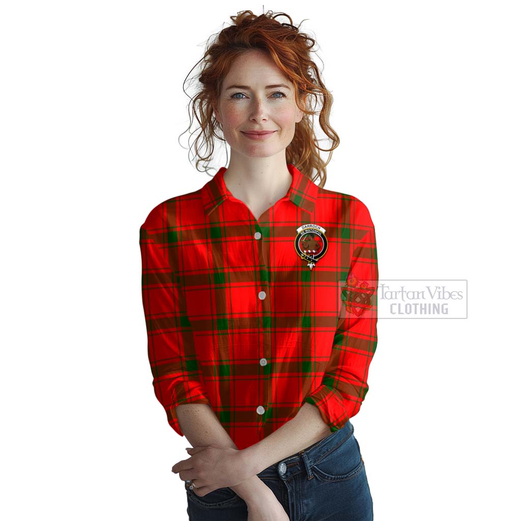 Darroch Tartan Women's Casual Shirt with Family Crest Celtic Skull Style Female - Tartan Vibes Clothing