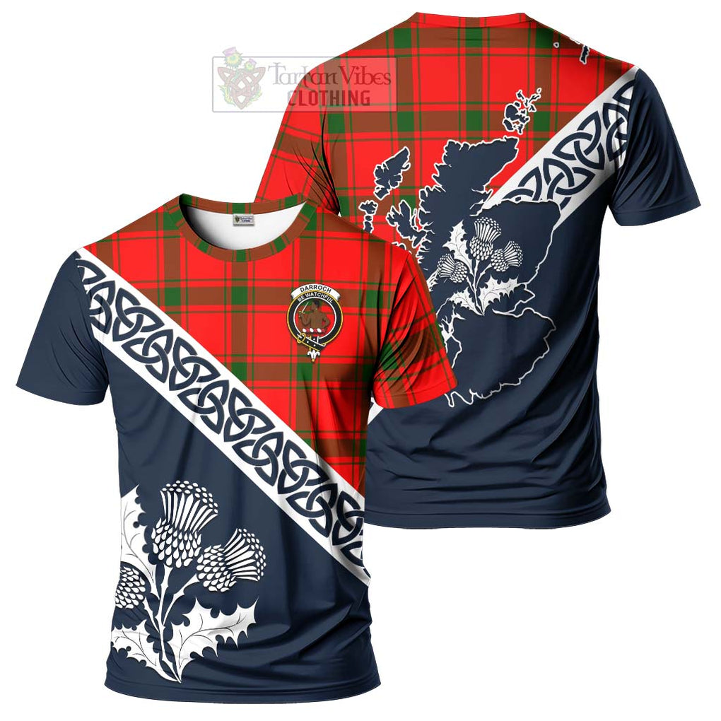 Darroch Tartan T-Shirt Featuring Thistle and Scotland Map Kid's Shirt - Tartanvibesclothing Store