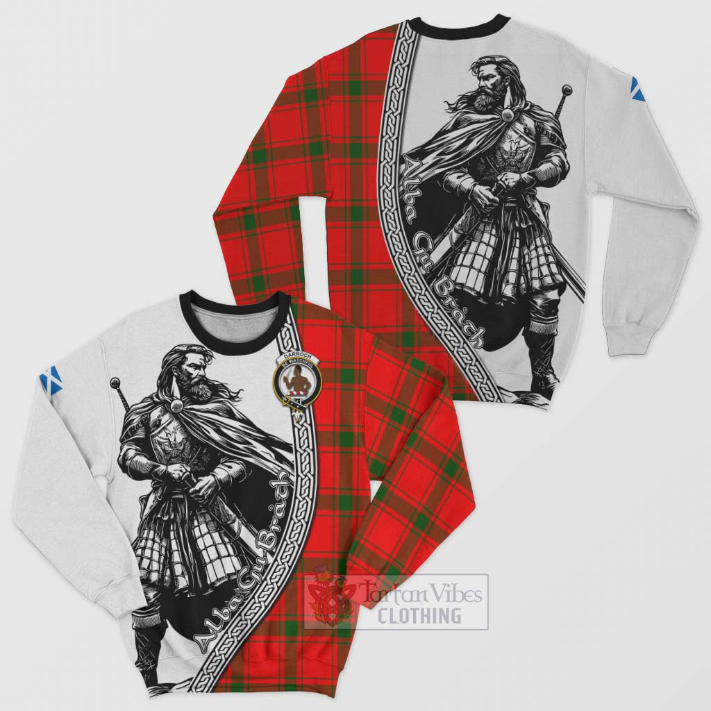 Darroch Tartan Clan Crest Sweatshirt with Highlander Warrior Celtic Style Unisex - Tartan Vibes Clothing