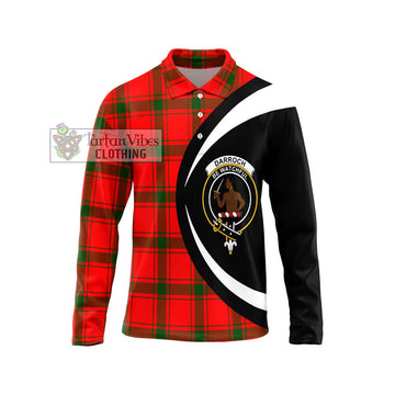 Darroch Tartan Long Sleeve Polo Shirt with Family Crest Circle Style Unisex - Tartan Vibes Clothing