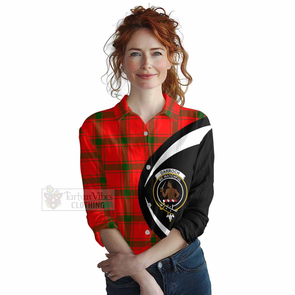 Darroch Tartan Women's Casual Shirt with Family Crest Circle Style Female - Tartan Vibes Clothing