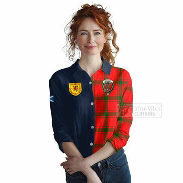 Darroch Tartan Women's Casual Shirt Alba with Scottish Lion Royal Arm Half Style Female - Tartan Vibes Clothing