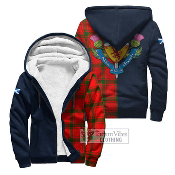 Darroch Tartan Sherpa Hoodie Alba with Scottish Lion Royal Arm Half Style Unisex S - Tartan Vibes Clothing